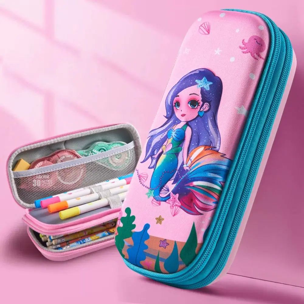 3D EVA Federmäppchen mit doppelter Schicht und großer Kapazität – Cartoon-Wasserdichte Stiftebox für Mädchen und Jungen – Kreative Aufbewahrungsbox für Stifte – Niedliches Schüleretui