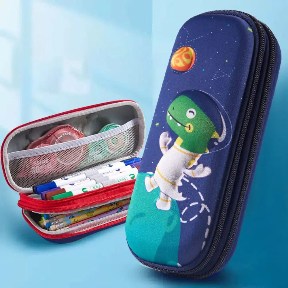 3D EVA Federmäppchen mit doppelter Schicht und großer Kapazität – Cartoon-Wasserdichte Stiftebox für Mädchen und Jungen – Kreative Aufbewahrungsbox für Stifte – Niedliches Schüleretui