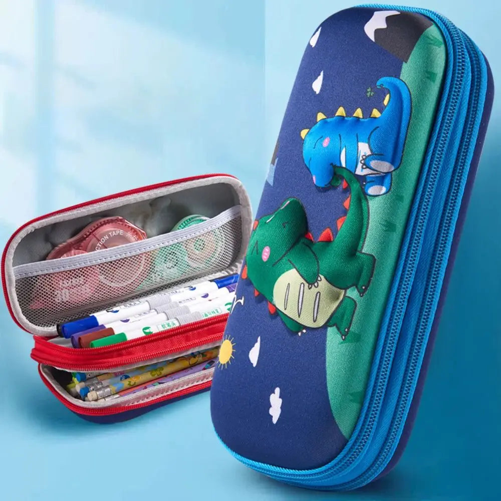 3D EVA Federmäppchen mit doppelter Schicht und großer Kapazität – Cartoon-Wasserdichte Stiftebox für Mädchen und Jungen – Kreative Aufbewahrungsbox für Stifte – Niedliches Schüleretui