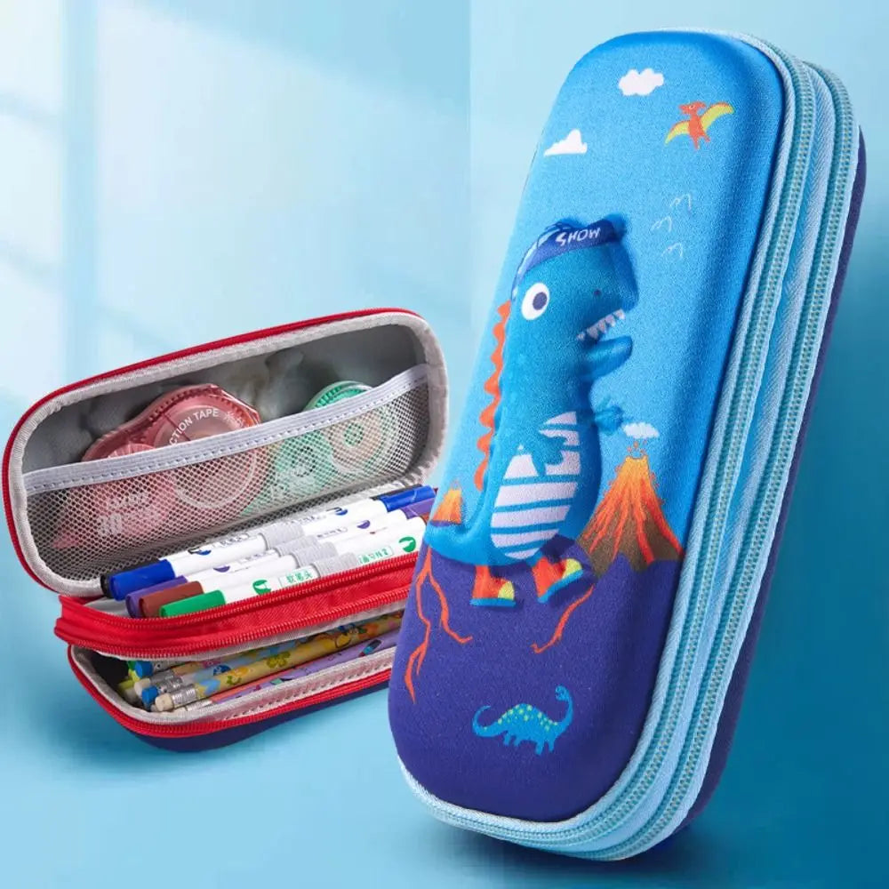 3D EVA Federmäppchen mit doppelter Schicht und großer Kapazität – Cartoon-Wasserdichte Stiftebox für Mädchen und Jungen – Kreative Aufbewahrungsbox für Stifte – Niedliches Schüleretui