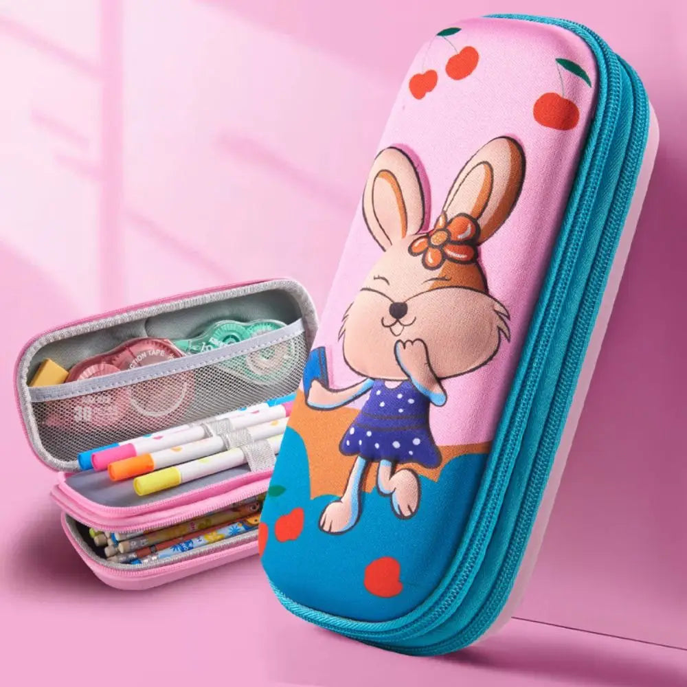 3D EVA Federmäppchen mit doppelter Schicht und großer Kapazität – Cartoon-Wasserdichte Stiftebox für Mädchen und Jungen – Kreative Aufbewahrungsbox für Stifte – Niedliches Schüleretui