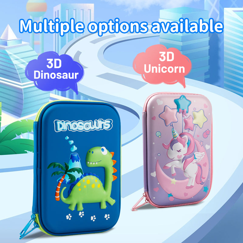Cooles Dinosaurier-Federmäppchen Schreibwarenset – Einhorn 3D EVA Stiftebox Organizer – Schulbedarf für Kinder Jungen – Geschenk zum Schulanfang