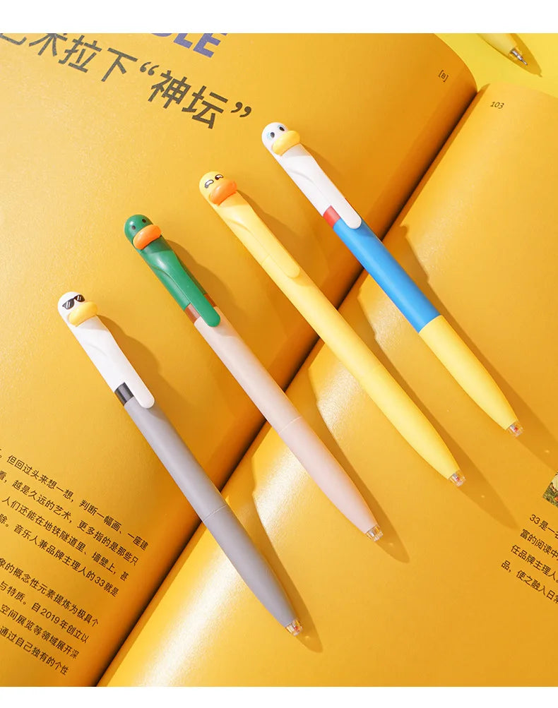1/4pcs Duck Pens Fingertip Small Pulley Roller Skating 0.5mm Ballpoint Black Color Gel Ink for Writing Office School A7767