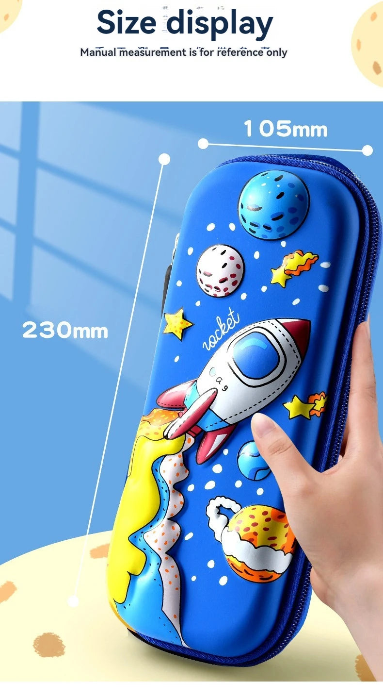 3D Leder-Federmäppchen für Jungen, Astronauten, 3D-Tropfen, Grundschüler, neuer Cartoon-Stil für Jungen und Mädchen