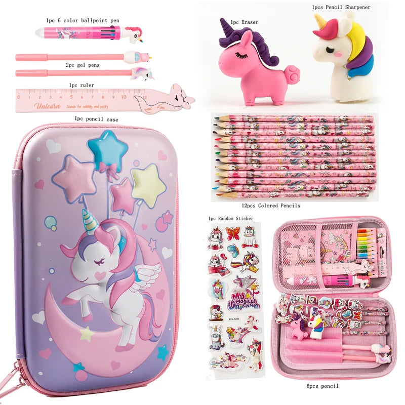 Cooles Dinosaurier-Federmäppchen Schreibwarenset – Einhorn 3D EVA Stiftebox Organizer – Schulbedarf für Kinder Jungen – Geschenk zum Schulanfang