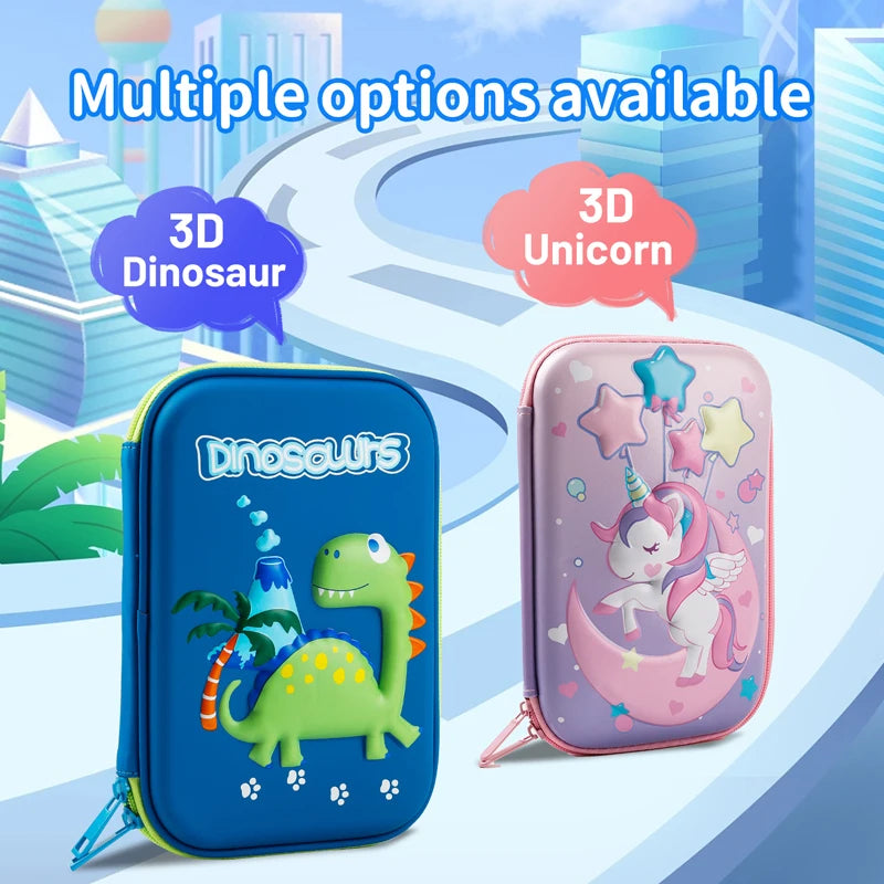 Cooles Dinosaurier-Federmäppchen Schreibwarenset – Einhorn 3D EVA Stiftebox Organizer – Schulbedarf für Kinder Jungen – Geschenk zum Schulanfang