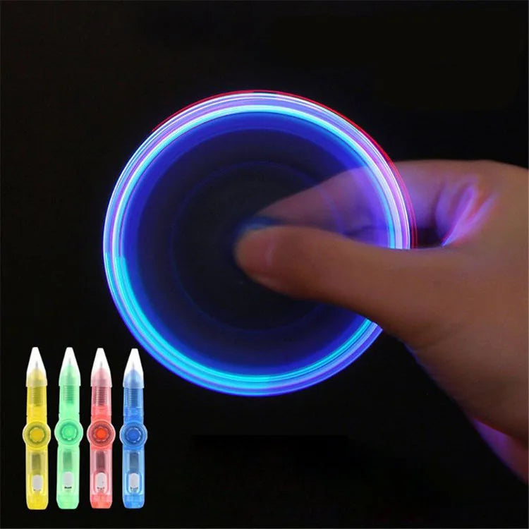 LED-Drehender Kugelschreiber Fidget Spinner Handkreisel Leuchtet im Dunkeln Licht EDC Stressabbau Spielzeug Büro Schul-Schreibwaren Geschenk