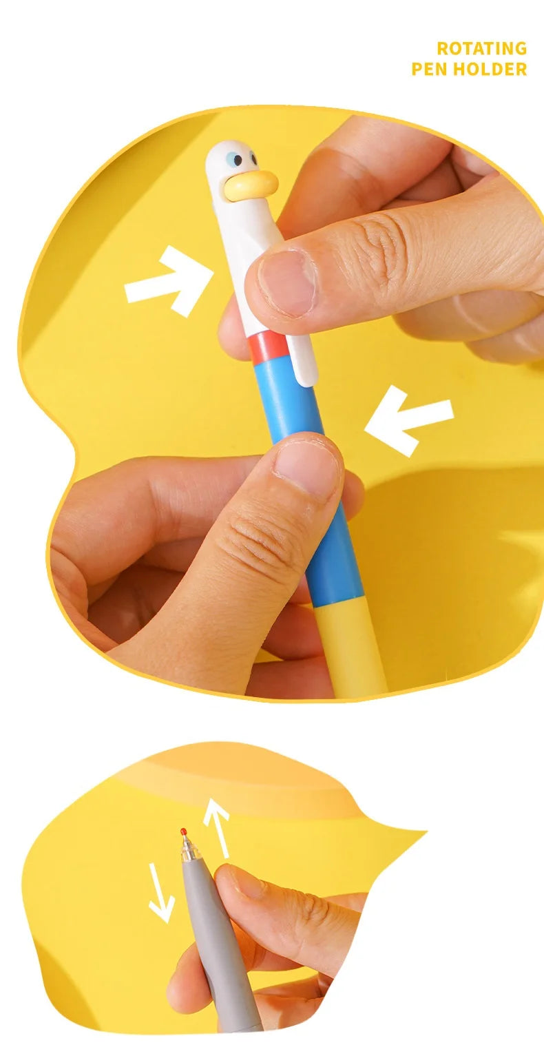 1/4pcs Duck Pens Fingertip Small Pulley Roller Skating 0.5mm Ballpoint Black Color Gel Ink for Writing Office School A7767