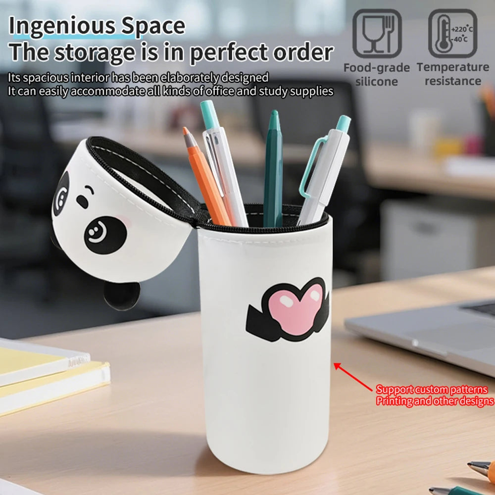 Stand up Pen Case Transparent PVC Storage Organizer for Office School Supplies