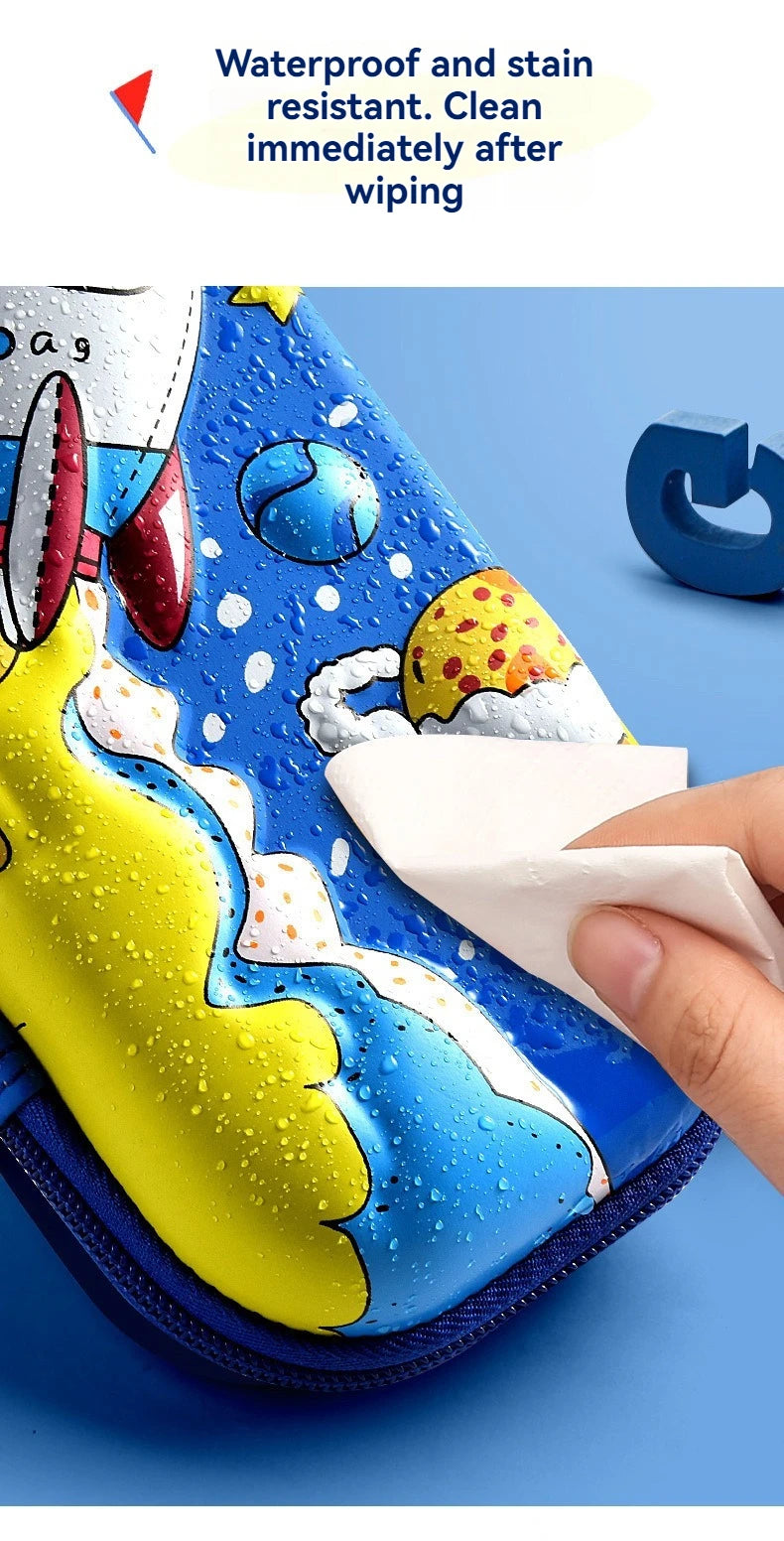 3D Leder-Federmäppchen für Jungen, Astronauten, 3D-Tropfen, Grundschüler, neuer Cartoon-Stil für Jungen und Mädchen
