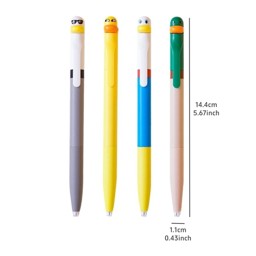 1/4pcs Duck Pens Fingertip Small Pulley Roller Skating 0.5mm Ballpoint Black Color Gel Ink for Writing Office School A7767