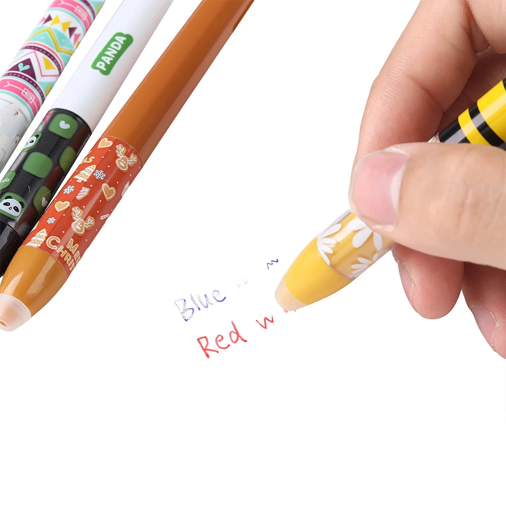 6/12 Stück Set – 2-in-1 Kreative Gelstifte mit Cartoon-Tieren – Löwe, Panda – Radierbare Gelstifte 0,5 mm zum Schreiben – Schulbedarf Großhandel