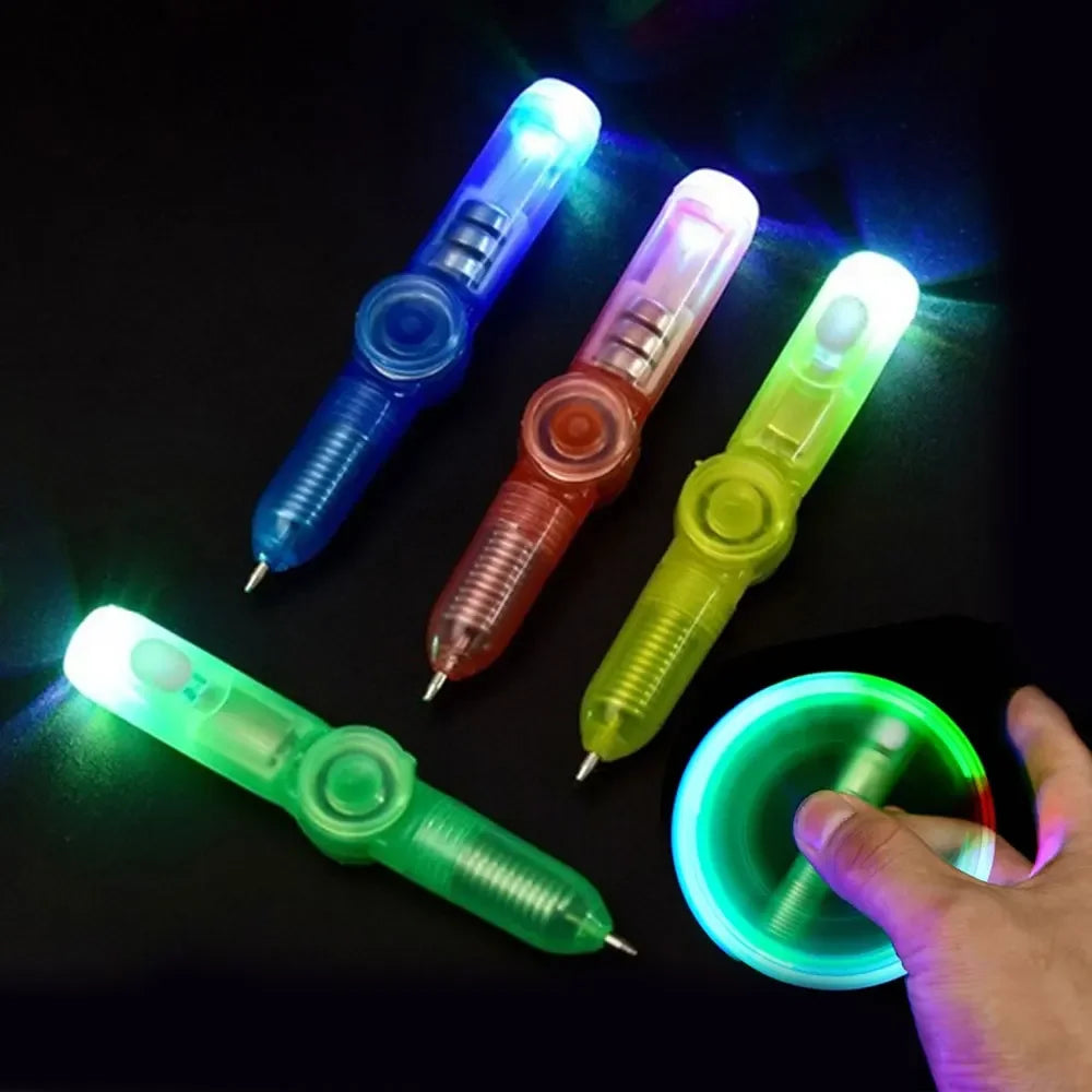 LED-Drehender Kugelschreiber Fidget Spinner Handkreisel Leuchtet im Dunkeln Licht EDC Stressabbau Spielzeug Büro Schul-Schreibwaren Geschenk
