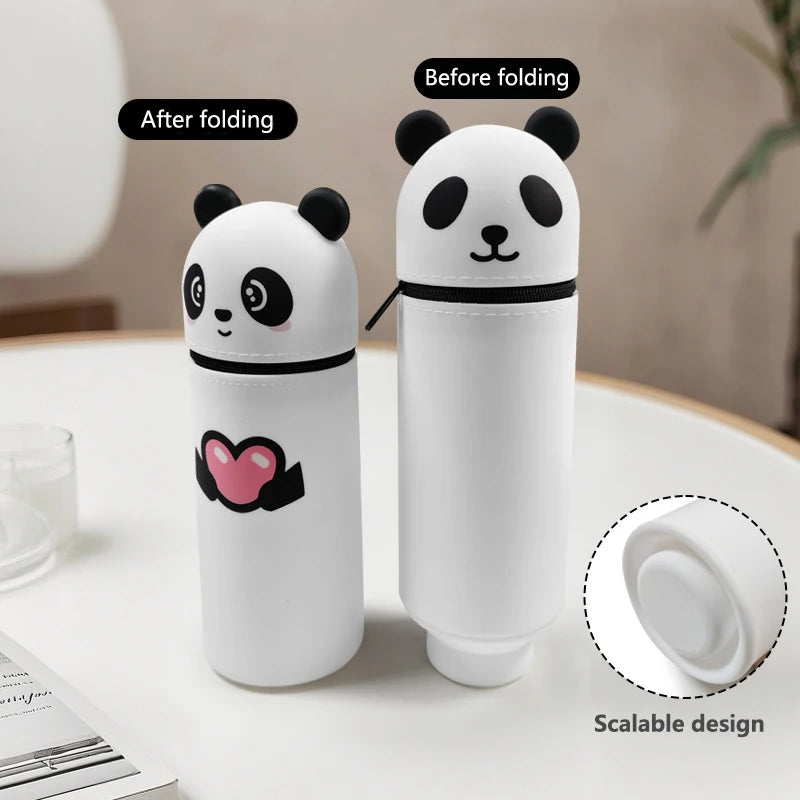 Hochwertiges Silikon-Federmäppchen in Tierform – Kreatives, faltbares Panda-Etui mit Reißverschluss zur Aufbewahrung von Schreibwaren