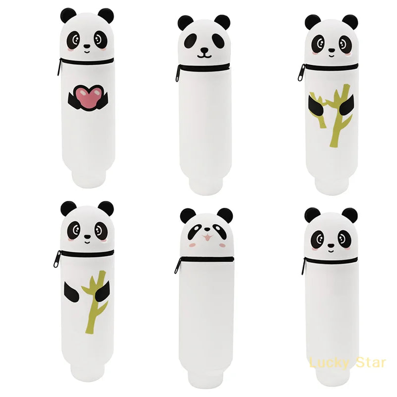 Hochwertiges Silikon-Federmäppchen in Tierform – Kreatives, faltbares Panda-Etui mit Reißverschluss zur Aufbewahrung von Schreibwaren