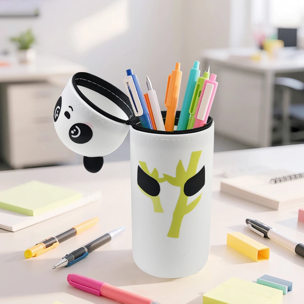 Stand up Pen Case Transparent PVC Storage Organizer for Office School Supplies