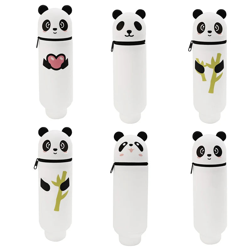 Hochwertiges Silikon-Federmäppchen in Tierform – Kreatives, faltbares Panda-Etui mit Reißverschluss zur Aufbewahrung von Schreibwaren