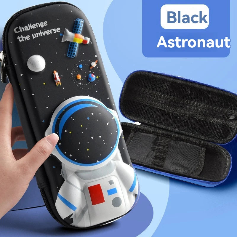 3D Leder-Federmäppchen für Jungen, Astronauten, 3D-Tropfen, Grundschüler, neuer Cartoon-Stil für Jungen und Mädchen