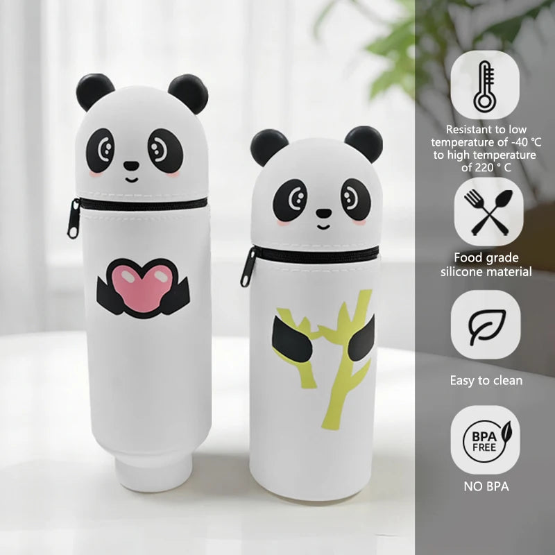 Hochwertiges Silikon-Federmäppchen in Tierform – Kreatives, faltbares Panda-Etui mit Reißverschluss zur Aufbewahrung von Schreibwaren