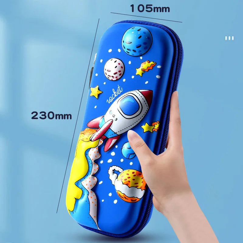 3D Leder-Federmäppchen für Jungen, Astronauten, 3D-Tropfen, Grundschüler, neuer Cartoon-Stil für Jungen und Mädchen