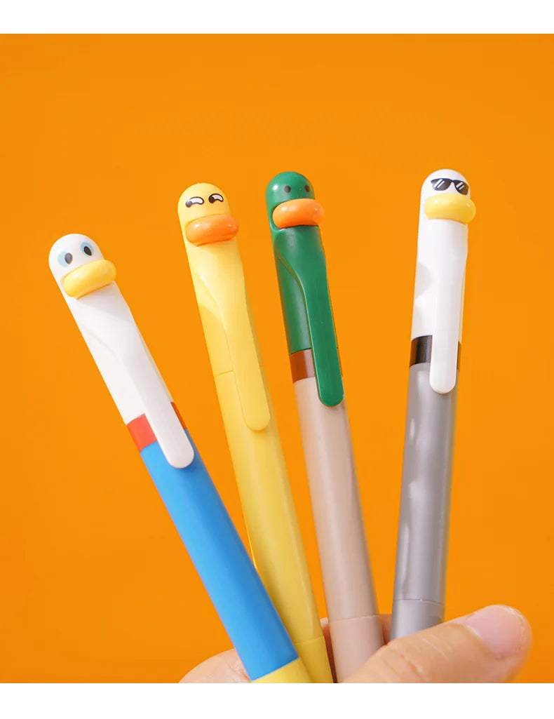 1/4pcs Duck Pens Fingertip Small Pulley Roller Skating 0.5mm Ballpoint Black Color Gel Ink for Writing Office School A7767