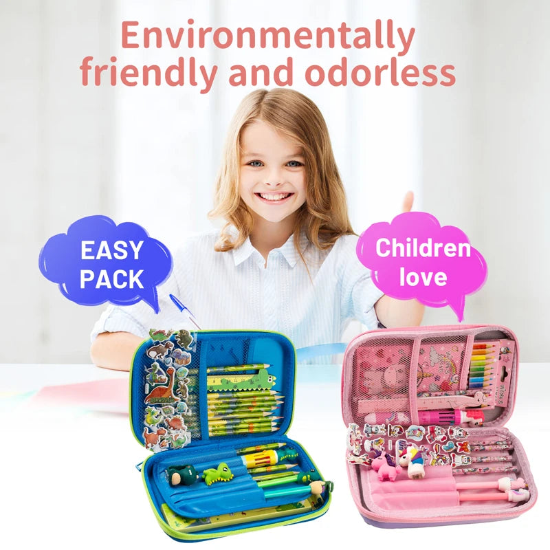 Cooles Dinosaurier-Federmäppchen Schreibwarenset – Einhorn 3D EVA Stiftebox Organizer – Schulbedarf für Kinder Jungen – Geschenk zum Schulanfang